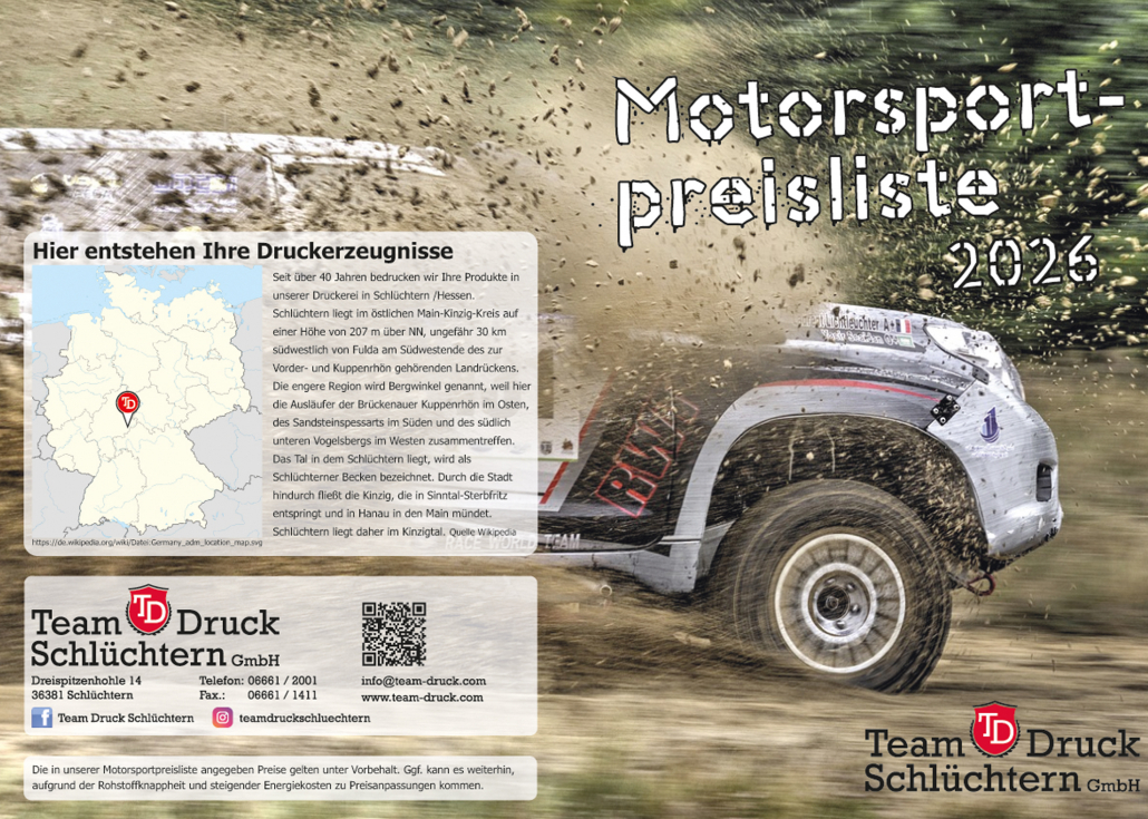 Bild Motorsportpreisliste 2025 Team Druck Schlüchtern GmbH
